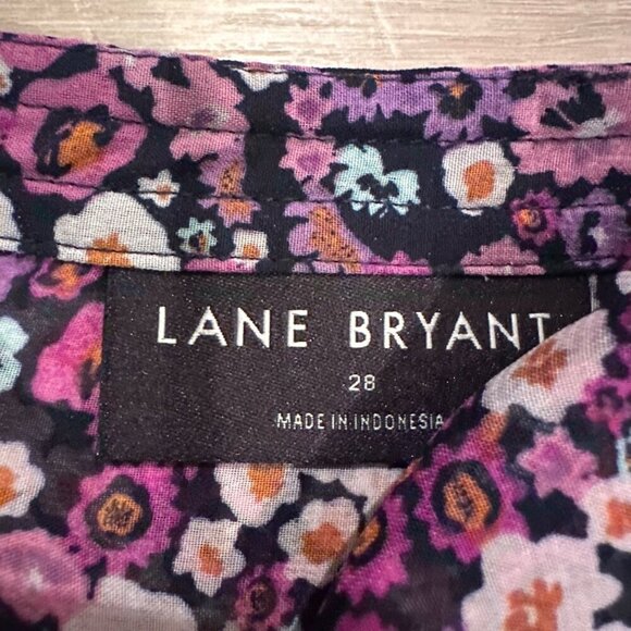 LANE BRYANT WOMENS SIZE 28 FLORAL SHEER LONG SLEEVE BLOUSE SHIRT - Picture 6 of 7